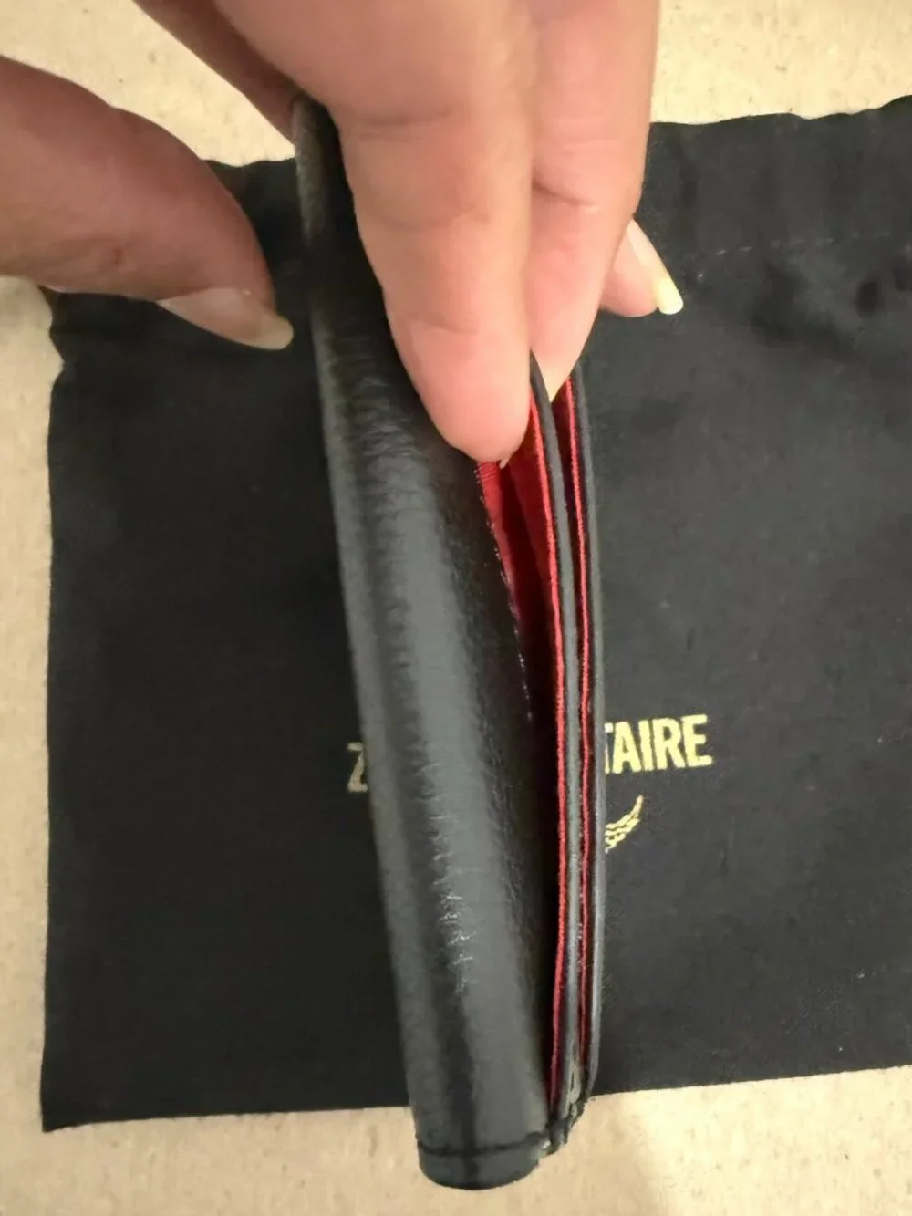 Zadig & Voltaire “Amour” Leather Wallet w/ Padlock & Chain - New